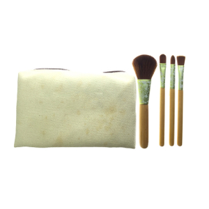 Mini cepillo de maquillaje de madera natural con bolsa cosmética