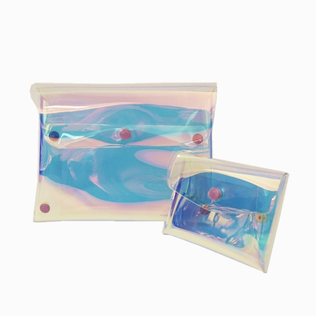 Bolsa de maquillaje cosmético transparente holográfica de TPU